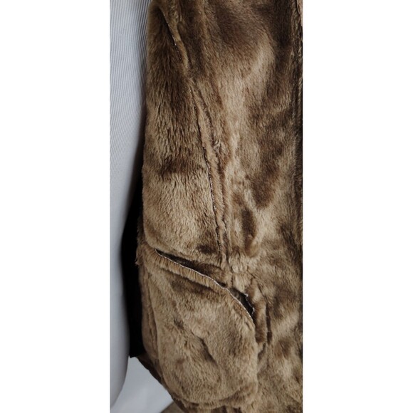 VTG Big Chill Coat Women Zip Up 1X Brown Hooded Suede Winter Faux Fur Jacket - Picture 8 of 11